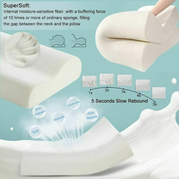 Kontur Memory Foam Kudde, Ergonomiskt Cervicalstöd för Oöverträffad Komfort, Ortopediska Sovkuddar för Alla Sovställningar, Andningsbar Design,