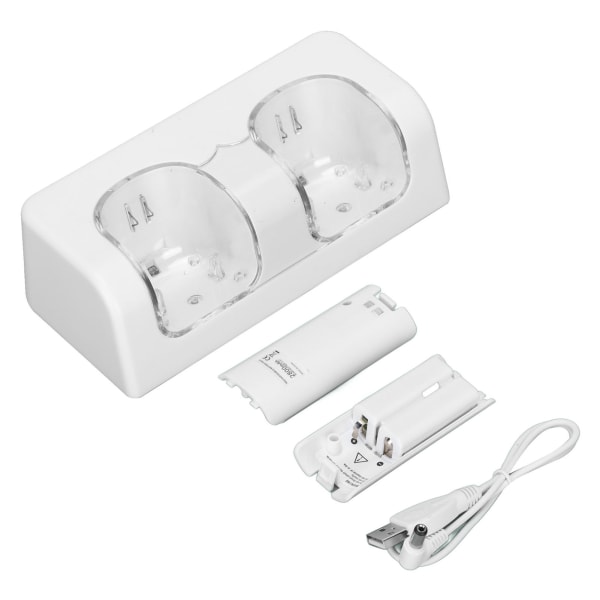 Fjärrkontrollbatteriladdare med strömsladd Stabil bärbar dubbel laddningsstation Dock för Wii Game Remote Control Battery