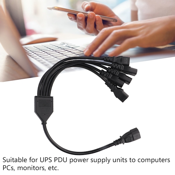 UPS PDU C14 till 5 X C13 strömadapterkabel hane till hona 10A 250V Y Splitter strömadapterkabel 1,6ft