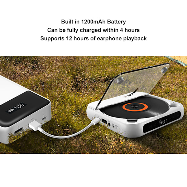 Bärbar Bluetooth CD-spelare Uppladdningsbar LCD-skärm Stöd USB AUX CD-musikspelare med hörlurar för bilresor