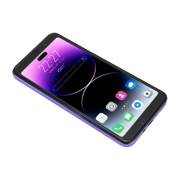 i14 Pro Max 6,1 tum mobiltelefon för Androd 11.0 4GB 64GB Smartphone med 7000mAh batteri 100‑240V Lila