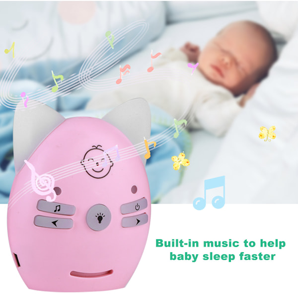 Audio Baby Monitor 2.4GHz Trådlös Musik 2 Vägs Röst Liten Nattlampa Walkie Talkie 100‑240VPink EU-kontakt