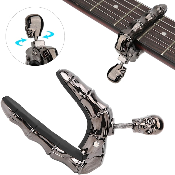 Gitarr Capo, Justerbar, Åtdragning, Halkfri, Metall, Med Gummikudde, För Populär Gitarr, Elgitarr, Akustisk Gitarr, Ukulele (Svart)