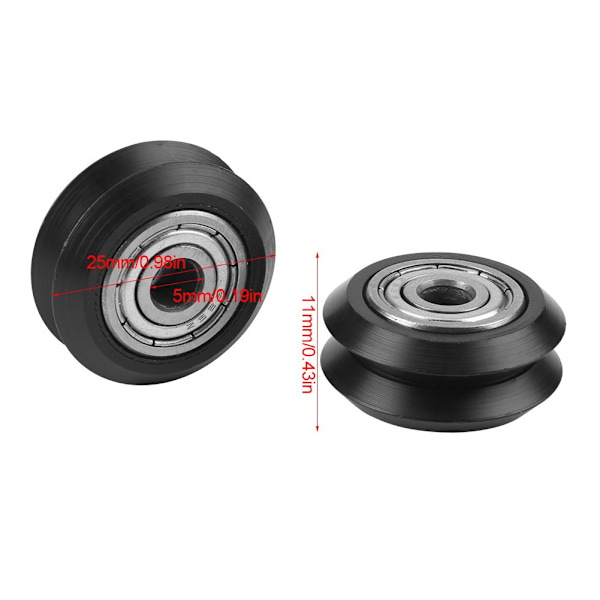Precisions V-form Hjulset, Slitstarkt POM-material 625 Lager Glidande Grind för Pålitliga CNC 3D-skrivartillämpningar, Svart (10 ST)