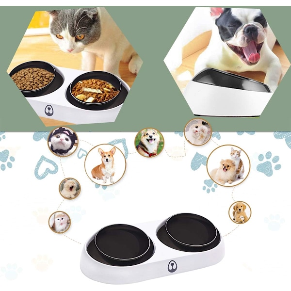Pet's Oasis: Halkfri Design Stänksäker Vattenskål med Livsmedelsklassat Material, Rostfri Flytande Platt för Långsam Drickning och Enkel Rengöring