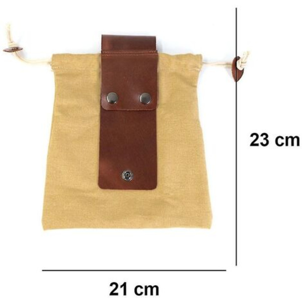 Foderpåse Vaxad Canvas Hopvikbar Utomhus Camping Foderpåse Svamplåda Vattenavvisande Läder Bushcraft Bälte Tinder Dump Påsar Brun