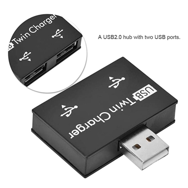 Mini USB-hubb 2-portars USB Twin laddare Splitter Adapter Converter för PC USB Flash-enheter
