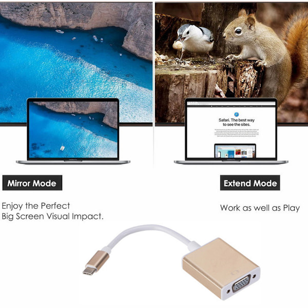 Usb-C till Vga-adapter, Utöka din arbetsyta enkelt, Kompatibel med Macbook Pro och andra ledande enheter, Erbjuder överlägsen stabilitet och