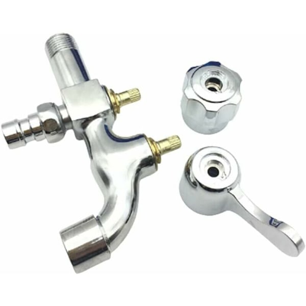 Dubbelutloppskran, Dubbelutlopps trädgårdskran, Högkvalitativ mässingsutloppskran, Dubbelutlopps trädgårdskranstyrning, 1/2\" gränssnitt, 1/2\" utgång