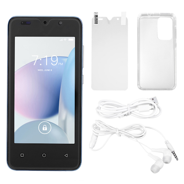 4.66in Smartphone HD-skärm RAM 2GB ROM 32GB Dubbla Kort Dubbel Standby Ansiktsigenkänning Olåst Telefon Blå