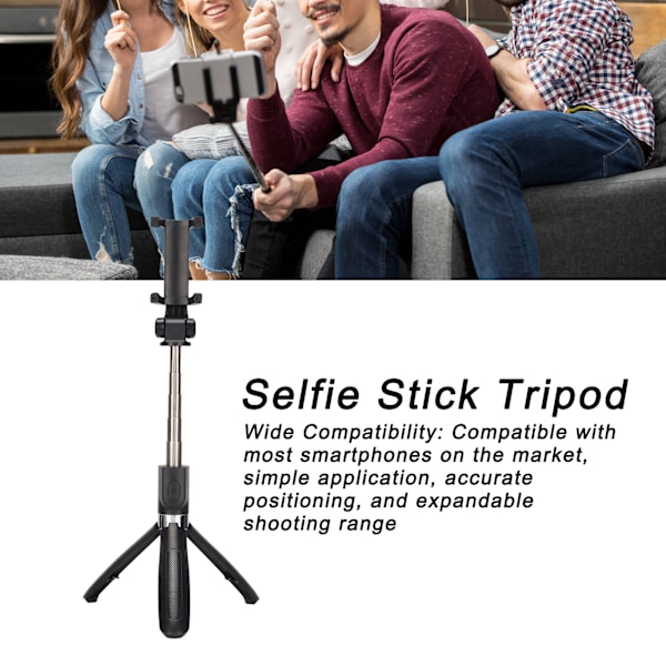 Selfie-pinne, uttrekkbar selfie-pinne, stativ med avtakbar trådløs fjernkontroll for 5,5-8,5 cm smarttelefoner, kompakt størrelse, lett