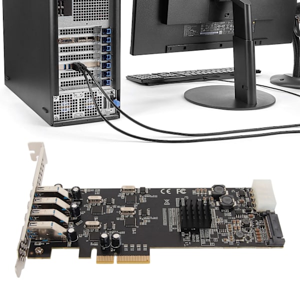 4 Port USB 3.0 PCIE-kort 4 Dedikerede 5 Gbps Kanaler Understøtter UASP SATA LP4 Power PCI Express Adapter-kort