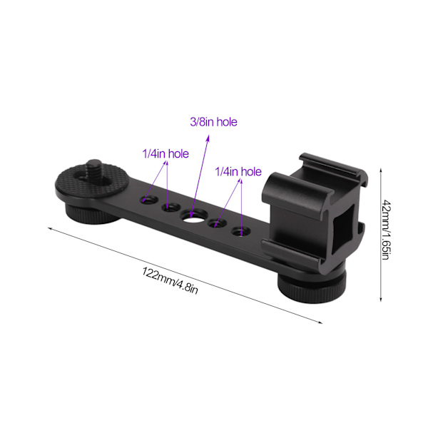 Trippel kallskoförlängningsfäste i aluminiumlegering mikrofonstativfäste adapter för stativ monopod stabilisator svart