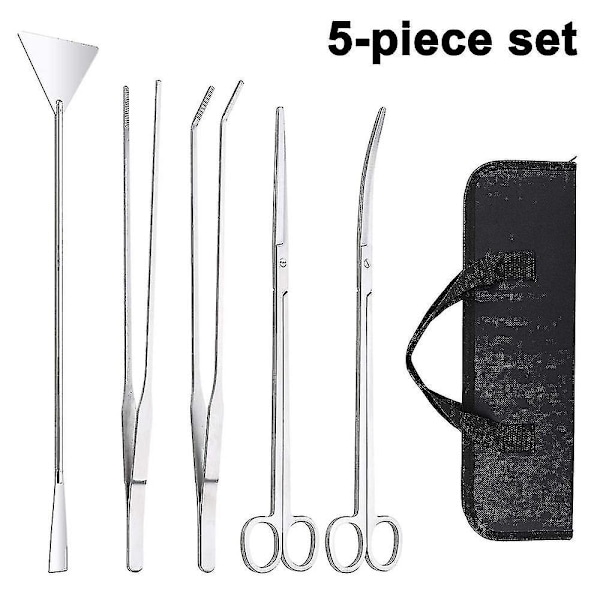Bemästra din akvatiska domän: Akvarierengörare, brett användningsområde - Verktyg i rostfritt stål för omfattande akvarievård, 5 i 1-kit, silver,
