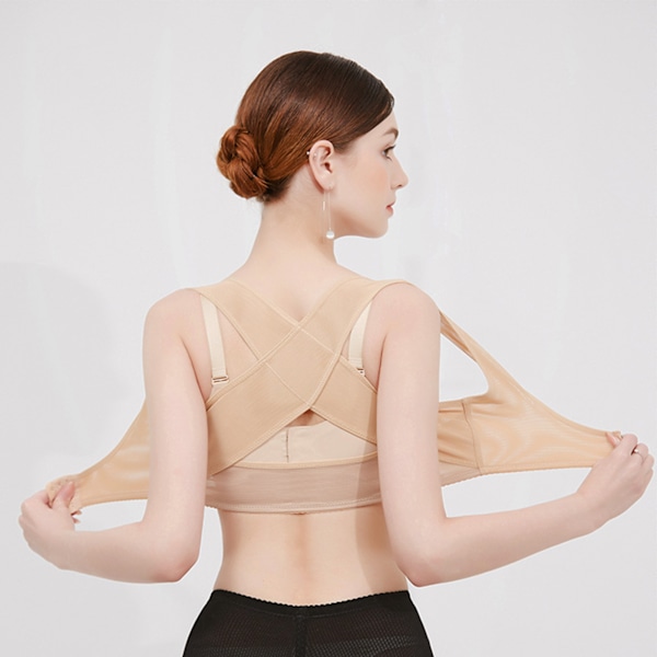 Hunchback Posture Correction Vest Belt Women Breast Collection Sideline Gathering Underwear Apricot M