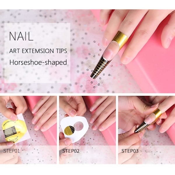 Hästskoformade Nagelformar i Akryl, Professionella Manikyrverktyg för DIY Manikyrdesign, Slät Yta och Stark Fästförmåga, Nagel