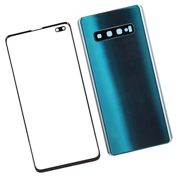 Samsung S10+Plus -puhelimen takalasin kansi ja ulompi lasipaneelin vaihto (vihreä)
