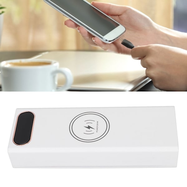 L20 QC 22.5W+15W Langaton lataus Akun Kotelo 20x18650 Akun Laatikko DIY Power Bank(Valkoinen )