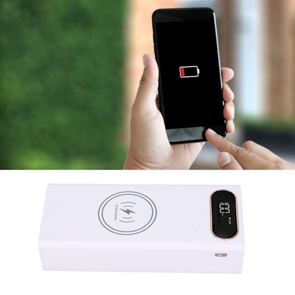 L16 DIY Power Bank 18650 Akku Kotelo Nopea Lataus 22.5W ja 15W Langaton Lataus Power Bank 2 USB Lähtöporttia LCD Näyttö Valkoinen