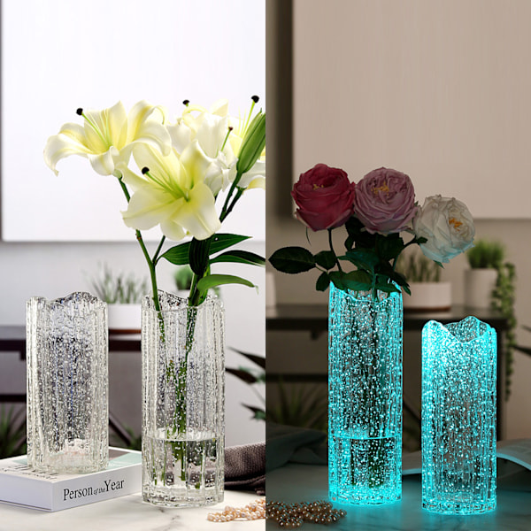 Högkvalitativt handblåst glas starkare än vanligt, modern räfflad glasvas, unik design lämplig för heminredning och vardagsbruk, transparent, 10