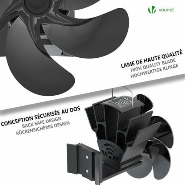 Tålig Anodiserad Aluminium Kaminfläkt, Tyst Drift, Hög Effektivitet Värmefördelning, Icke-Elektrisk Energibesparing Med Värmedriven Funktion,