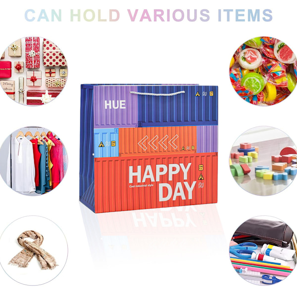 4 stk. Happy container fashion gavepose papirpose Varmt folie papirpose gaveeske gavepose Barneleker håndveske