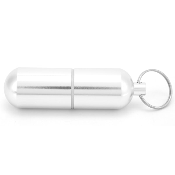Bärbart Pillerfodral, Mini Förseglad Burk med Vattentätt Hölje i Rostfritt Stål, Medicinbehållare i Aluminiumlegering med Nyckelring för Utomhusaktiviteter