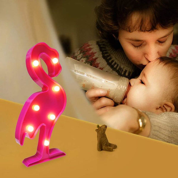 Flamingo-festbelysning, skylt för väggdekor, LED-belysning för semester- och födelsedagsfester, för barn, baby, vuxna, sovrum, vardagsrum, söt kontorsdekor
