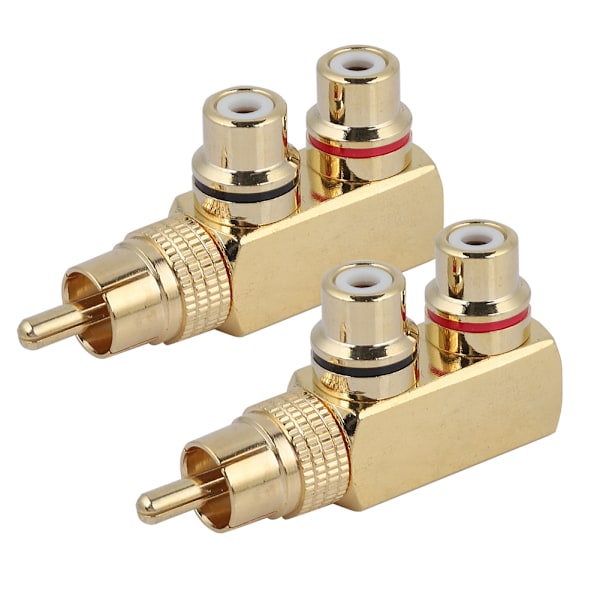 2PCS AV-splitterkontakt RCA-hane till 2 honljud- och videoadapterkontakt