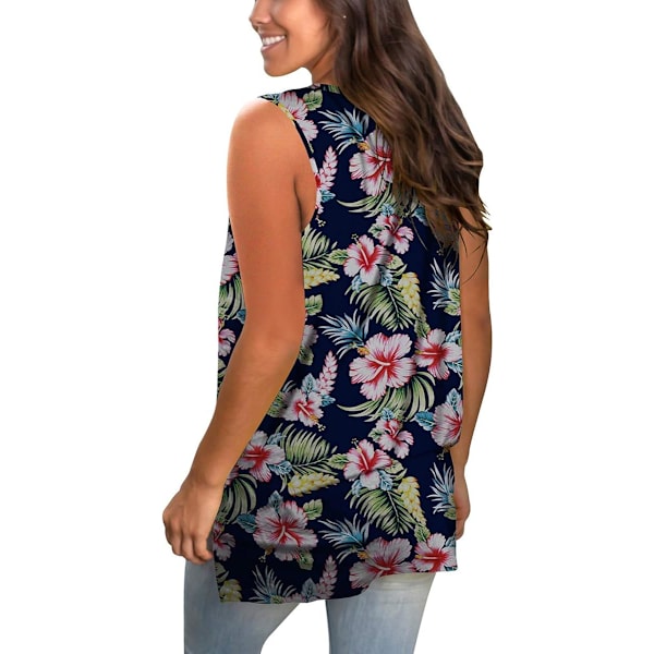 Tanktoppar för damer V-ringad T-shirt Ärmlösa toppar Blommig sidoslits Tanktoppar 124-tank Hibiscus X-Large