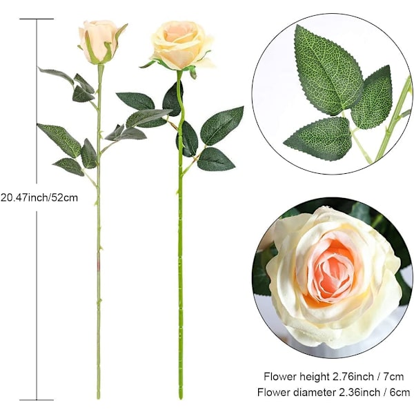 Kunstige Blomster Roser, 12 stk. Real Touch Falske Skumroser til