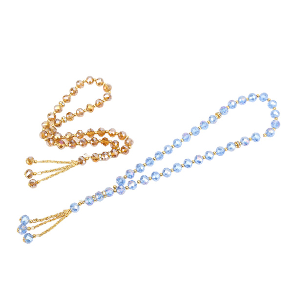 2 st bönepärlor Mini Blå Champagne Färg 33 Pärlor Muslimsk Tasbih med Sapcer Pärlor för Daglig Dekoration Present