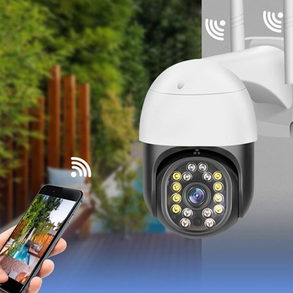 High-Tech Guardian, WiFi Pan/Tilt Säkerhetskamera för Oöverträffad Övervakning, Realtidsvarningar för Omedelbar Notifikation, Färg Night Vision för