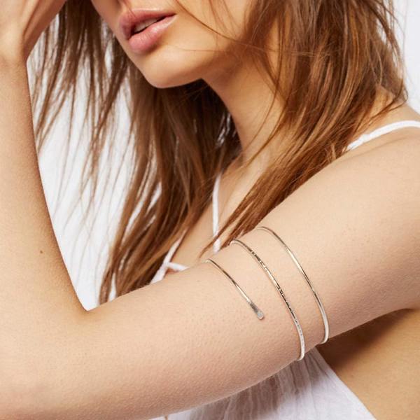 6 stk. Minimalistisk Spiral Øvre Armbånd Justerbar Manchet Armlet Arm