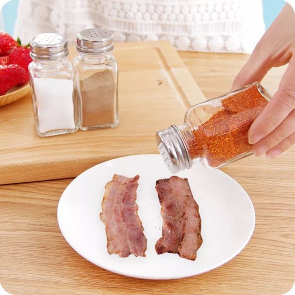 Påfyllning Behövs Synliga Salt- och Pepparkar, Klar Design Förbättrar Din Matupplevelse, 2-pack med Robusta Glasbehållare med Metalllock