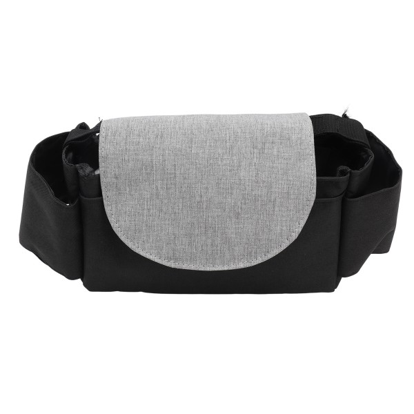 Baby Stroller Multi Pocket Opbevaringspose Justerbar Spænde Håndvogn Hængende Taske Multi Pocket Baby Stroller Taske Sort Grå