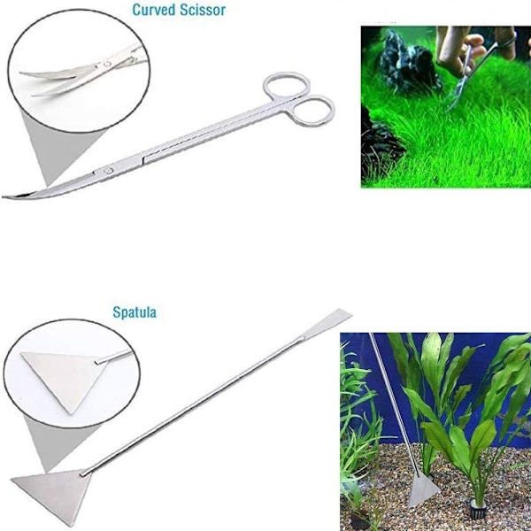 Aquascaping Precisionskit, Rostfria Verktyg För Skötsel Av Vattenväxter, Inklusive Pincett, Sax, Spatel, Grusverktyg, Akvarium