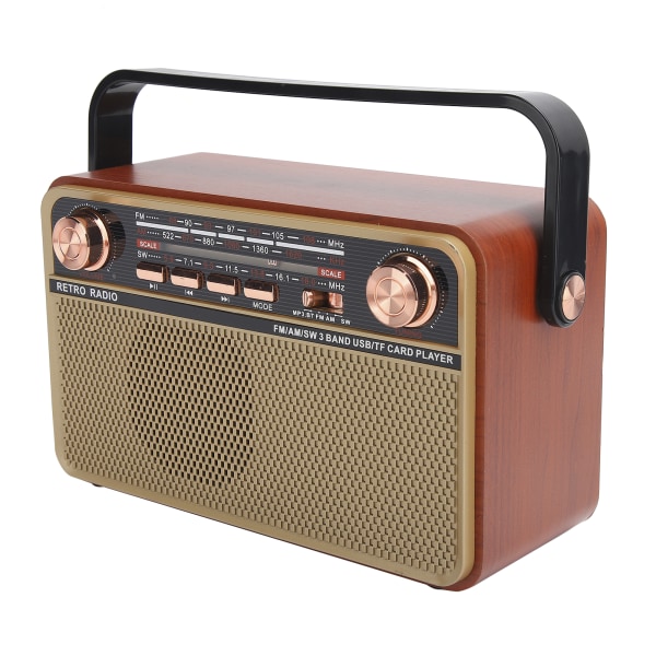 FM/AM/SW Radio Bærbar USB-lading Radiomottaker for U Disk Bluetooth Minnekort Hjem