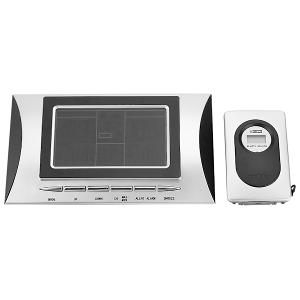 Trådløs LCD Vejrstation Ur Termometer Hygrometer Udendørs Indendørs Temperatur Luftfugtighed
