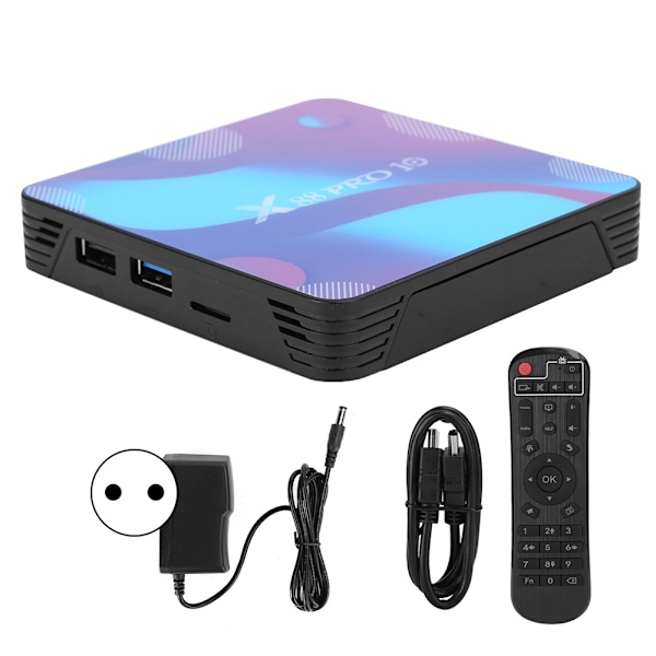 X88 PRO10 Internet TV-box Dubbelfrekvens WIFI Bluetooth 4.0 för Android 10.0 100‑240V 2+16G EU-kontakt
