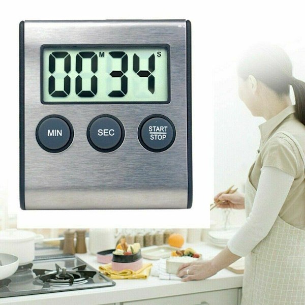 Högljudd Alarm Rostfritt Stål Timer, Nedräkningstimer För Matlagning Och Sport, Lätt Att Använda Med Tydlig Avläsning, Multifunktionstimer Upp Till 99 Minuter För