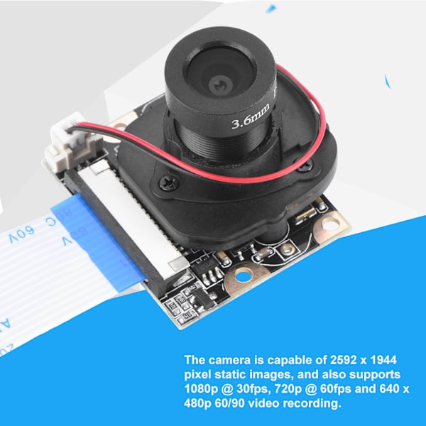 5MP manuell IR-CUT nattvisionskameramodul med 2 st fyllningsljus för Raspberry Pi 2/B+