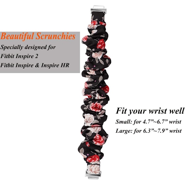 Scrunchies kompatibla med Fitbit Inspire 2 band/Inspire HR-band/Inspire, kvinnor mjukt elastiskt tygmönster printed tygarmband Ersättning för