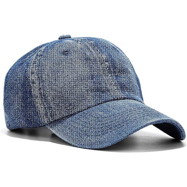 Tvättat basebollkeps i sliten denimbomull, justerbar