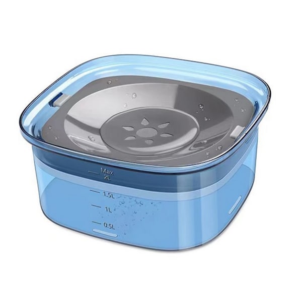 Enkel hygien, klar vattenskål, spillfri skål med flytande design för alla husdjur, transparent blå behållare främjar hälsosamt drickande med