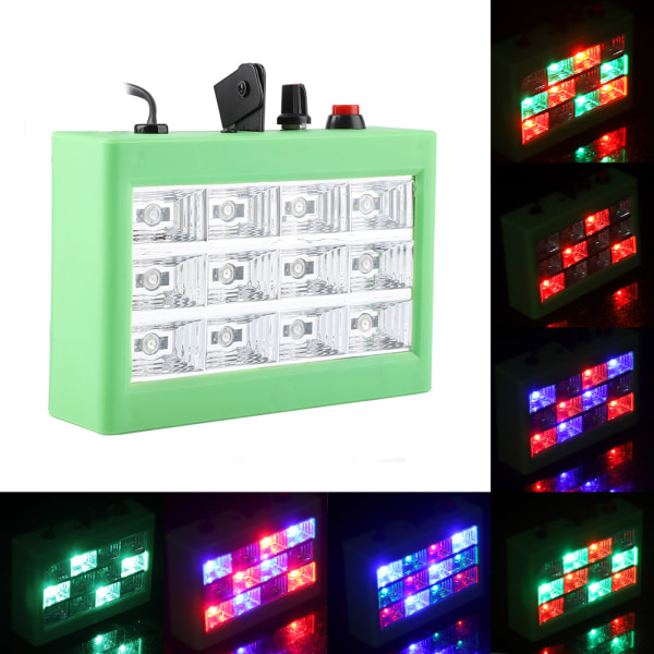 15W 12LEDs RGB Flash Scenelys til Fest Disco Lys Lampe EU Pl