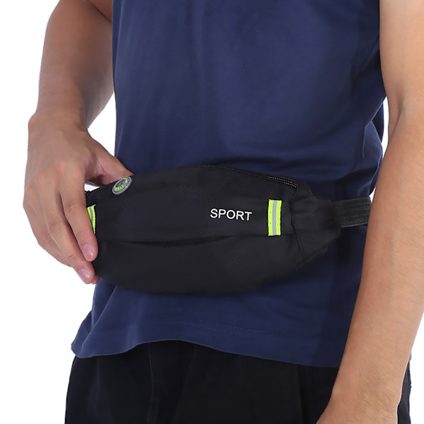 Män Kvinnor Utomhus Sport Löpning Cykling Gym Midjeväska Nylon Pack Svart