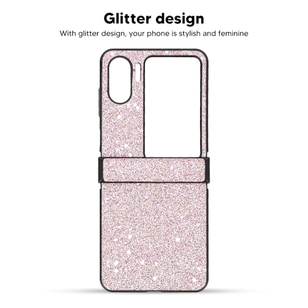 Flip-skärms telefonfodral slitstarkt perfekt passform glitterdesign lätt att rengöra fodral för Oppo Find N2 Flip rosa