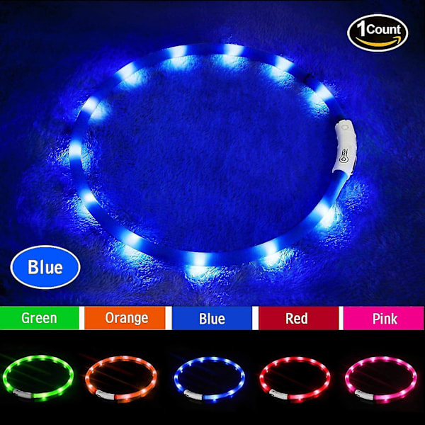 LED Hundhalsband för Nattsäkerhet, Robust & Uppladdningsbart, Passar Alla Raser