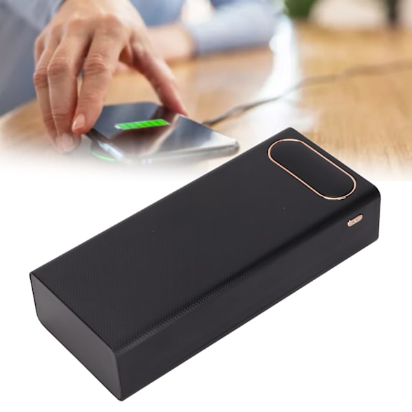 L16 16x18650 DIY Power Bank 2 USB-lähtöä 22,5 W:n pikalataus Akun kotelo LCD-näytöllä ja Micro Type C -tulolla Musta